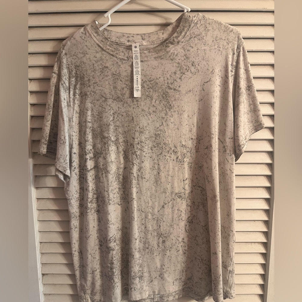 Lululemon All Yours Cotton T-Shirt Cirrus Wash White Opal Raw Linen Rover Size 6